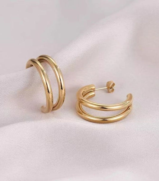 ARETES DOBLE SLASH GOLD
