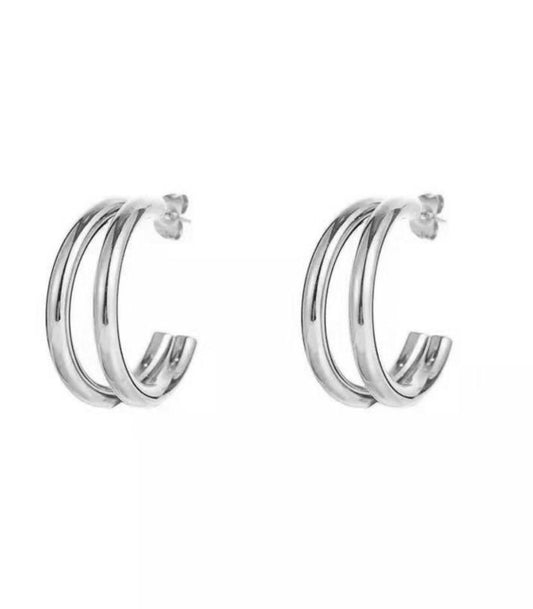 ARETES DOBLE SLASH SILVER